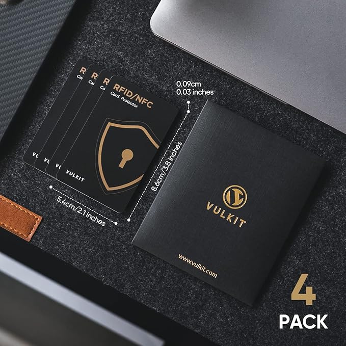 VULKIT RFID Blocking Cards 4 Pack Credit Card Protectors NFC Contactless Cards Protection for Business & Travel Wallet