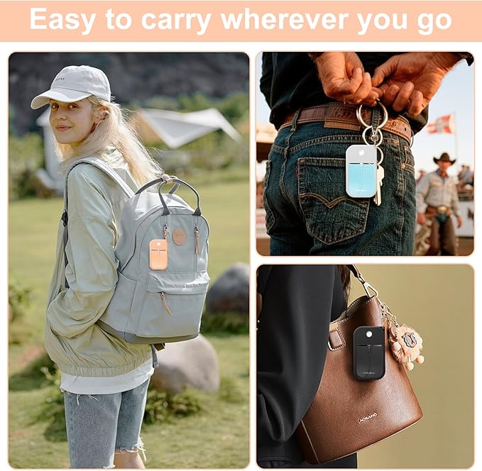 Hand Sanitizer Spray Case Compatible with TH 1 FL.OZ – 3 Pack Protective Silicone Holder with Metal Keychain
