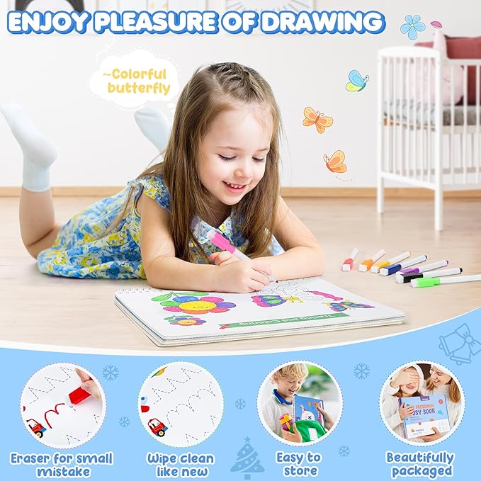 Busy Book for Toddlers 3-5, Preschool Learning Activities, Montessori Learning Educational Toys, Tracing Activity Coloring Books for Kids Ages 4-8, Autism Sensory Travel Toys, Birthday Gifts