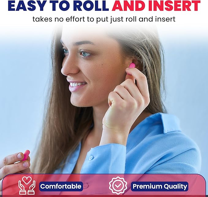 100 Pair Foam Small Ear Plugs for Women, and Adults with Small Ear Canals - Individually Wrapped Disposable Noise Cancelling Earplugs for Noise Reduction Sleeping Music Hearing Protection