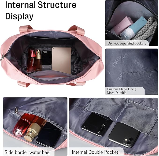 ZGWJ Travel Tote Bags, Expandable Overnight Weekender Bag for Women Foldable Carry-On | Expandable, Overnight, Foldable, Carry-On