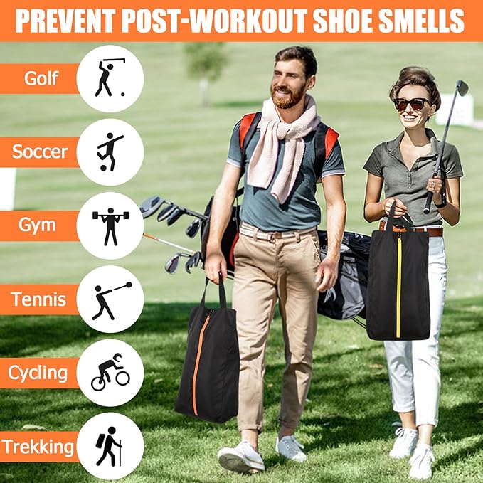 TOBWOLF 2PCS Golf Shoes Bags for Smelly Cleats, Water Resistant Lightweight Track Shoe Bags for Spikes with Zipper and Handle, Shoe Bag for Travel Women, Basketball, Gym, Golf, Soccer