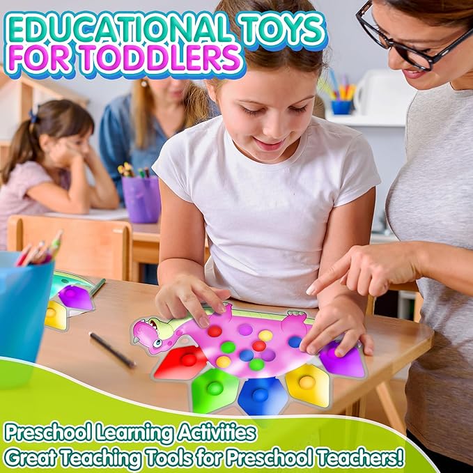 UIIOPJIOM 2PC Dinosaur Color Sorting Sensory Toys for Toddler, Montessori Toys Fine Motor Skill Game Learning Activities Quiet Calm Down Fidgets for Classroom Boys Girls Easter Basket Stuffers Gifts