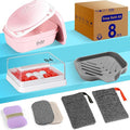 8-Piece Soap Bath Kit with Travel Soap Case Holder Dish Bag Saver, Lathering Pouch for Home, Travel, Camping, Gym, Hotel (Pink)