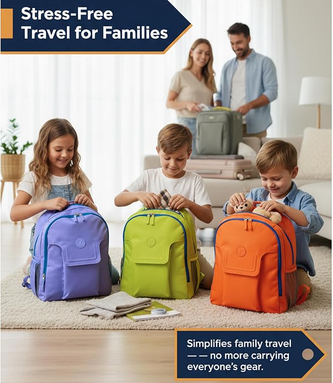 3pc Airplane Travel essentials Kids travel backpack for airplane, air tagholder for kids pillow and blanket | Toddler travel essentials