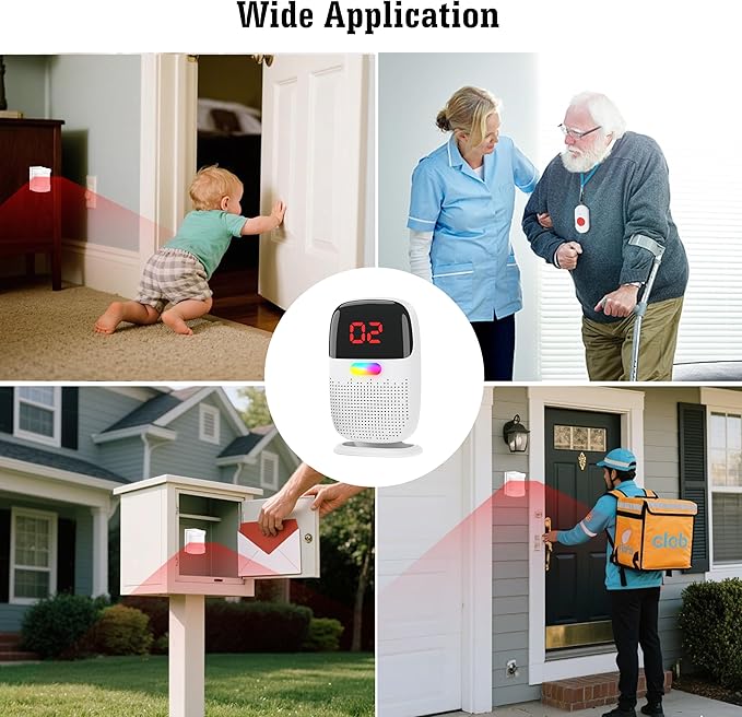 Upgraded Version Bed Sensor Alarm and Fall Prevention for Elderly/Dementia and More,Caregiver Pager Motion Sensor Alarm with Call Button for Patients Seniors Elderly Monitoring at Home