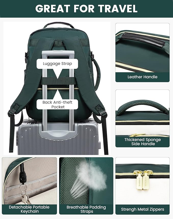 LOVEVOOK 40L Travel Backpack for Women & Men, Airline Approved Carry On Luggage with 3 Packing Cubes, TSA Overnight Bags, Waterproof Personal Item Bag, Weekender Essentials Backpacks fits 17" Laptop