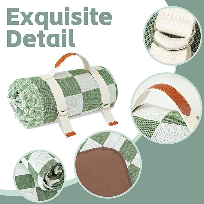 2 in 1 Extra Large Outdoor Picnic Blanket Camping Mat Lightweight Oversized Giant Turkish Boho Beach Mexican Serape Baja Cobijas Mexicanas para Mesa Park Stadium Outside Festival Grass Hammock