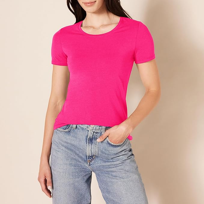 Amazon Essentials Women's Regular-Fit Short-Sleeve T-Shirt (Crewneck and V-Neck Options), Multipacks