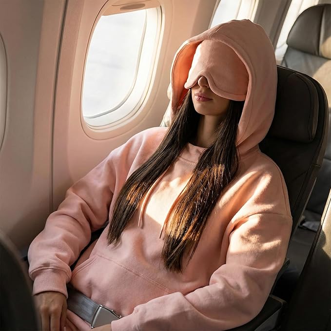 Ainangua Womens Oversized Pullover Essentials Hoodie with Eye Mask Comfor Airplane Mode Travel Office Vacation Sweatshirt