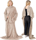PAVILIA Blanket with Sleeves for Adult Women Men, Soft Warm Wearable Blanket Fleece Wrap Throw, Robe Blanket Gift