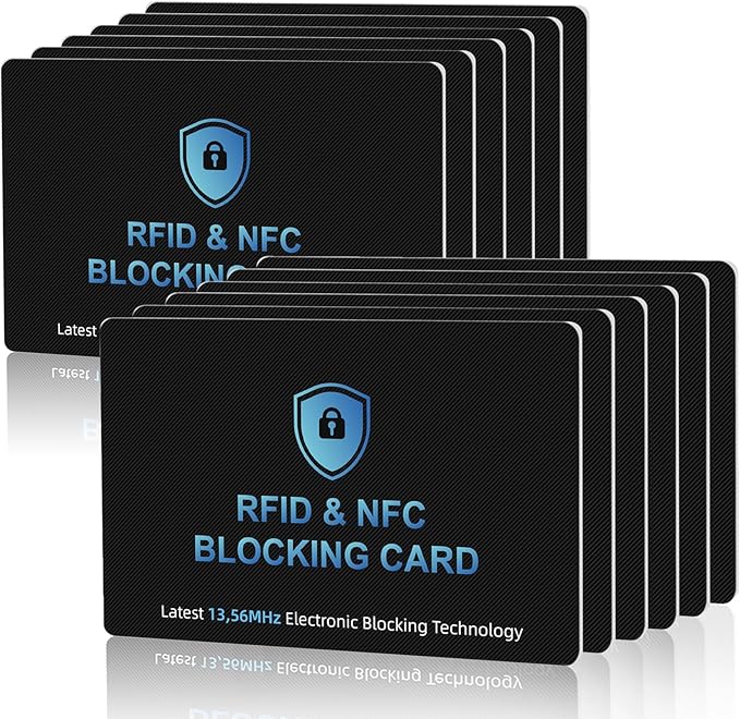 12PCS RFID Blocking Cards Premium Contactless NFC Debit Credit Card Passport Protector Blocker Set for Men & Women, Smart Slim Design Perfectly