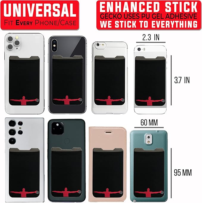 Phone Wallet - Adhesive Card Holder - Cell Phone Pouch - Stick on Lycra Pocket by Gecko - Carry Credit Cards and Cash