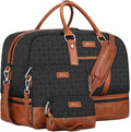 Weekender Bag for Women, Large Overnight Bag Canvas Travel Duffel Bag Carry On Tote with Shoe Compartment 21" 3Pcs Set