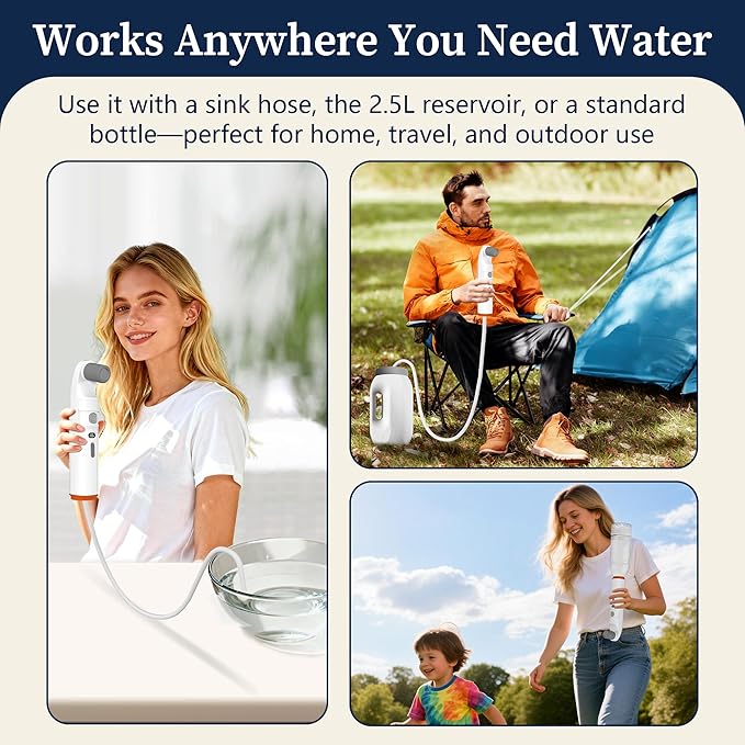 Portable Bidet with LED Display – High Pressure Travel Bidet with Shower-Head, 2.5L Tank, Dual Modes & Adjustable Spray | 1600mAh Battery | Leakproof IPX6 | for Women, Men & Postpartum Care(Gray)