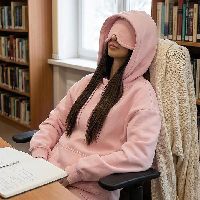 Ainangua Womens Oversized Pullover Essentials Hoodie with Eye Mask Comfor Airplane Mode Travel Office Vacation Sweatshirt