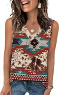 OFEEFAN Tank Top for Women Loose Fit Sleeveless Shirts V Neck Summer Clothes Ruched Women's Tees and Tanks Curved Hem
