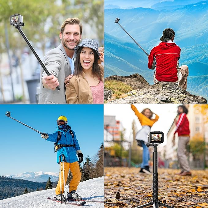 AKASO 49.2"/120cm Extendable Selfie Stick and a Tripod Stand Action Camera Accessories for AKASO 360 Camera/EK7000/Brave 4/Brave 7 LE/Brave 7/Brave 8/V50X/ GoPro Hero 13/12/11/10/DJI Osmo Action