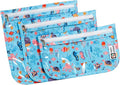 HIONXMGA TSA Approved Toiletry Bag, Set of 3 Clear Travel Toiletry Bag Quart Size Zipper Travel Pouch, Waterproof Makeup Cosmetic Bag for Women Men Kids Toiletries Carry on, Marine