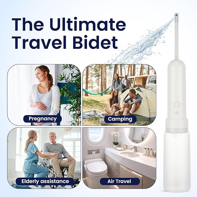 Portable Electric Travel Bidet – Rechargeable Personal Perineal Cleaner, Multiple Modes, for Women, Men, Babies & Postpartum Care 320ML(10.8Oz)