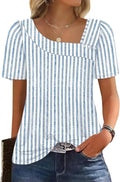 WIHOLL Womens Summer Tops Short Sleeve Shirts Square Neck Spring Outfits 2026 Fashion Clothing Blouses