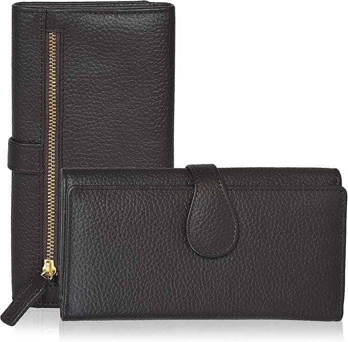 Real Leather Women Wallet Leather with RFID Blocking -Trifold Card Holder Designer Ladies Clutch with ID Window Wallets