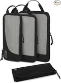 Hynes Eagle 6 Set/ 4 Set/ 2 Set Compression Packing Cubes Travel Essentials Lightweight Nylon Luggage Suitcase Organizer Bag Black 4PCS