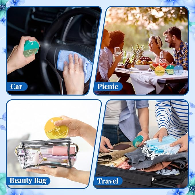 3 Pcs Power Mist Hydrating Hand Sanitizer Spray Bulk Travel Size Hand Sanitizer 1.2 oz Circular Spray Bottle for Daily Use Mother's Day Mom Employee Staff Nurse Teacher Appreciation Gifts