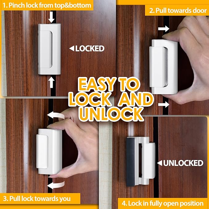 Home Security Door Lock Door Reinforcement Lock: Metal Door Locks for Front Door Locks for Kids Safety Child Proof Door Latch for Top Inside Deadbolt Lock