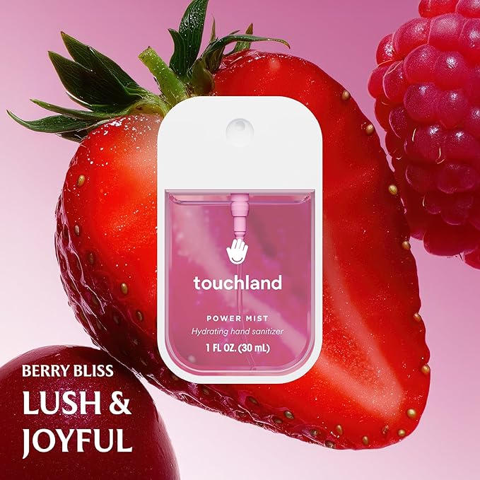Touchland Hydrating Hand Sanitizer Spray – Juicy 5 Set (Citrus Grove, Berry Bliss, Wild Watermelon, Peach, Mango Passion) – 5 x 1 FL OZ Travel Size Mists