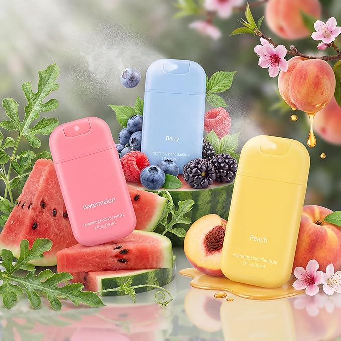 3 Pcs Power Mist Hydrating Hand Sanitizer Spray Bulk with Keychain Travel Size Hand Sanitizer Pocket 1 Fl. oz Spray Bottle for Daily Use Family Friends Teacher Nurse Employee Appreciation Gifts