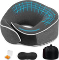 Travel Pillows for Airplanes Ergonomic Memory Foam Neck Pillow for Travel - 360° Head & Neck Support for Sleeping on Flights, Cars, Trains & Office (Dark Gray-2)