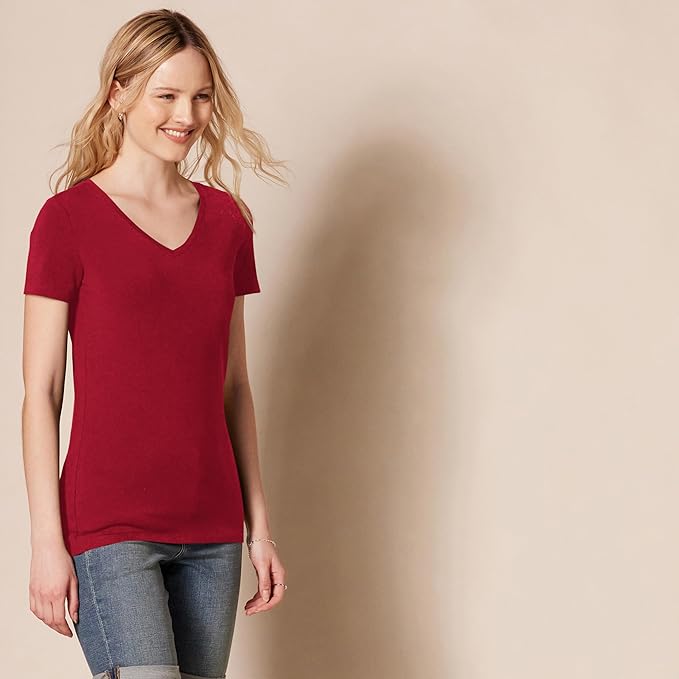 Amazon Essentials Women's Regular-Fit Short-Sleeve T-Shirt (Crewneck and V-Neck Options), Multipacks