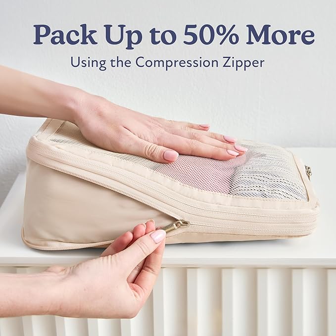 Vandel Space-Saving Compression Packing Cubes for Women and Men, Compressible Carry On Suitcase Organizer, Luggage Packing Cubes for Travel, Organizer Bags for Luggage and Backpacks