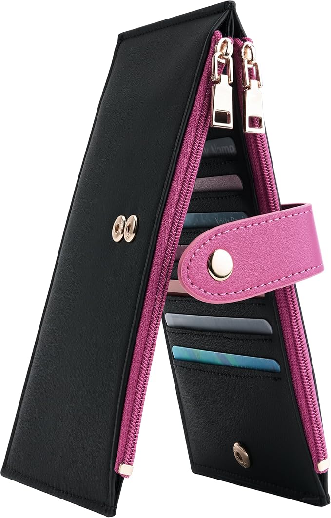 Travelambo Leather Wallets for Women Slim RFID Blocking Bifold Credit Card Holder Wallet