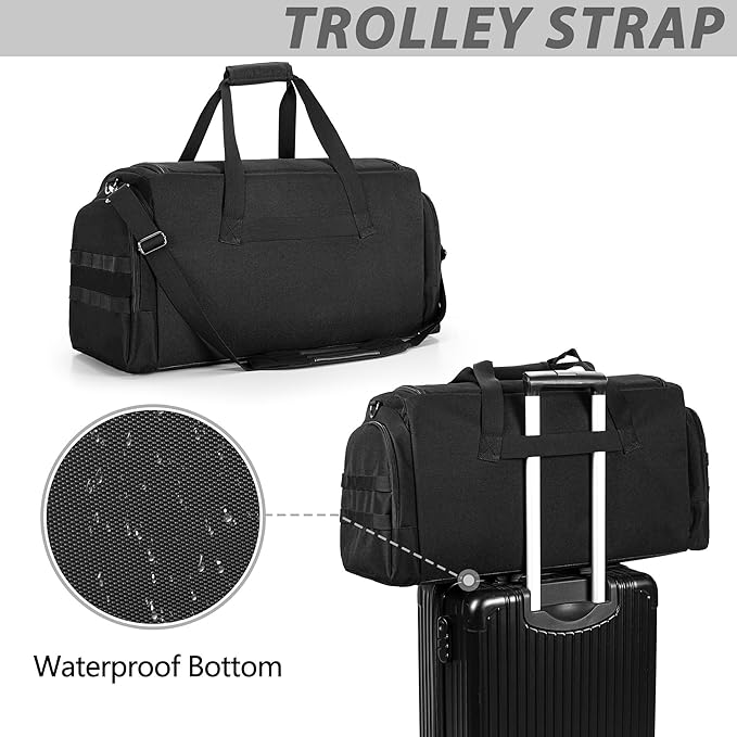 DSLEAF Tactical Sneaker Duffle Bag for 4 Pairs of Shoes, Sneaker Travel Bag with 3 Adjustable Dividers with Multiple Pockets, Detachable Shoulder and TSA Carry-on Approved Size