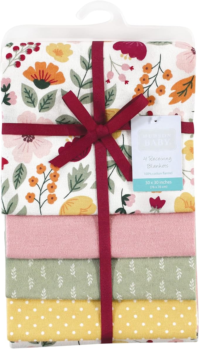Hudson Baby Unisex Baby Cotton Flannel Receiving Blankets, Fall Botanical, One Size