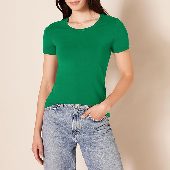 Amazon Essentials Women's Regular-Fit Short-Sleeve T-Shirt (Crewneck and V-Neck Options), Multipacks