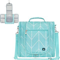 PAVILIA Extra Large Toiletry Bag Travel Bag for Women Men, Hanging Cosmetic Organizer, Water Resistant Makeup Bag for Accessories Toiletries, Travel Essentials Kit (Teal Chevron)