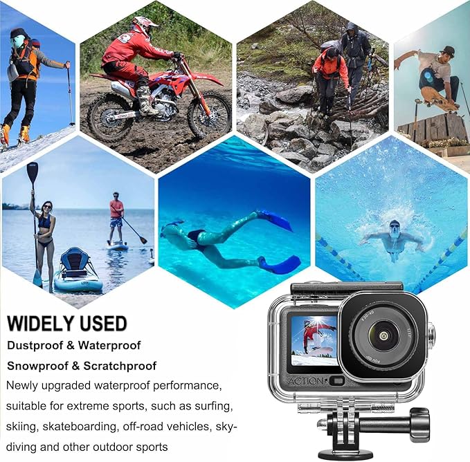 BO&DQQ Underwater Waterproof Case Compatible with DJI Osmo Action 6 Camera, 196FT/60M Dive Diving Housing Cover Shell with Anti-Fog Inserts Accessories