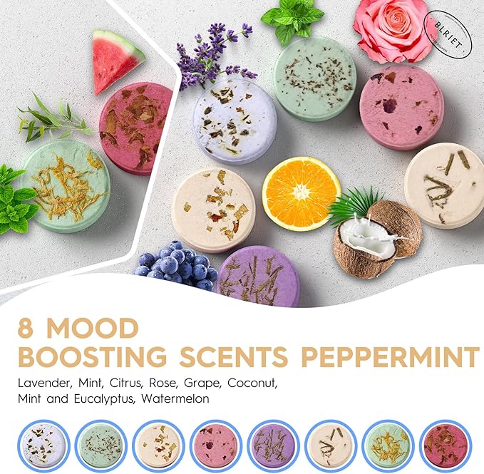 Shower Steamers Aromatherapy Mothers Day Gifts 8 Pack Shower Bombs Fruit Scents with Essential Oils, Birthday Gifts for Girlfriend, Her, Men, Mom, Teens, Self Care Relaxation Home SPA Stress Relief