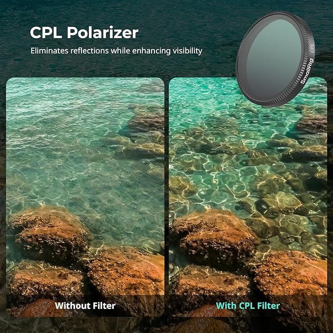 SmallRig Filter Kit for DJI Osmo Action 6, 6 Pack ND8 ND16 ND32 CPL UV 1/4 Effect Black Mist Filters, Snap-On Polarizing Neutral Density & Lens Silicone Cover, HD Optical Glass & Multi-Coated - 5967