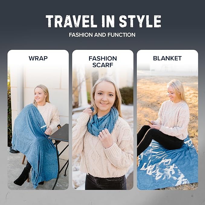 Zero Grid Infinity Travel Scarf Loop with Hidden Zipper Pockets for Passport, Phone, Cash, Cards