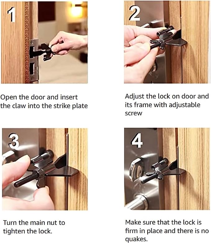 All in one Original Trustella Heavy-Duty Portable Door Lock - Stainless Steel Security Tool for Enhanced Safety - Ideal for Home, Travel, Hotels, Apartments