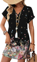 WIHOLL Summer Dresses for Women with Sleeves Midi Dress Button Down Beach Vacation Casual Dresses Fashion Clothing