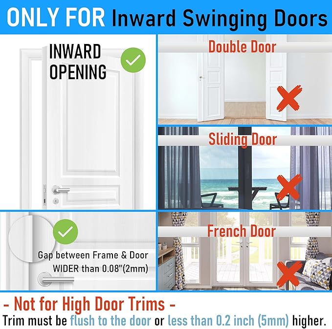 Door Reinforcement Lock, 5PACK Home Security Door Lock Withstands 800 lbs, Childproof Top Door Lock Latch for Toddlers Safety, Inside Night Defender for Inward Swinging Doors