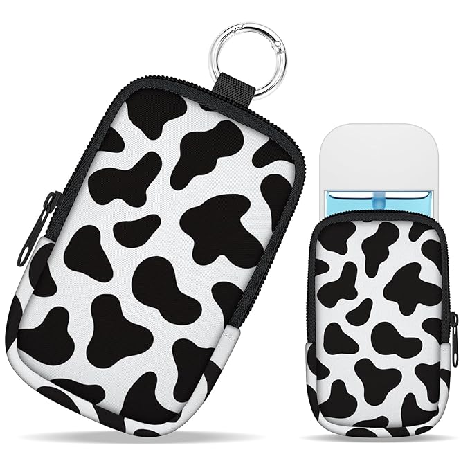 Cow Print Hand Sanitizer Spray Case, Hand Sanitizer Holder Zippered Pouch, Cute Fashion Accessory with Snap Hook for Glow Mist and Power Mist 1FL OZ