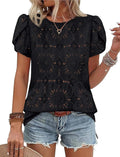 OFEEFAN Blouses for Women Dressy Casual Petal Short Sleeve Shirts Crochet Lace Boho Tops Spring Fashion Summer Outfits