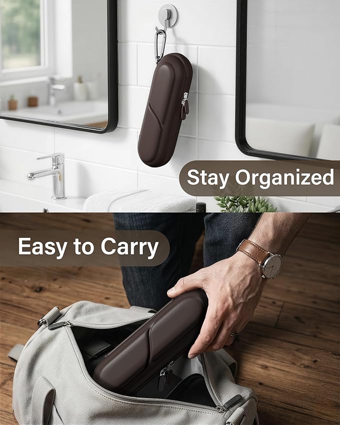 ProCase Toothbrush Travel Case for Oral-B/Oral-B Pro 1000 1500 5000 7000 7500 6000 9600/ Phlips Sonicare 4100 5100 1100 6100 5300 Oral-B iO Electric Toothbrush Portable Hard Container -Chocolate