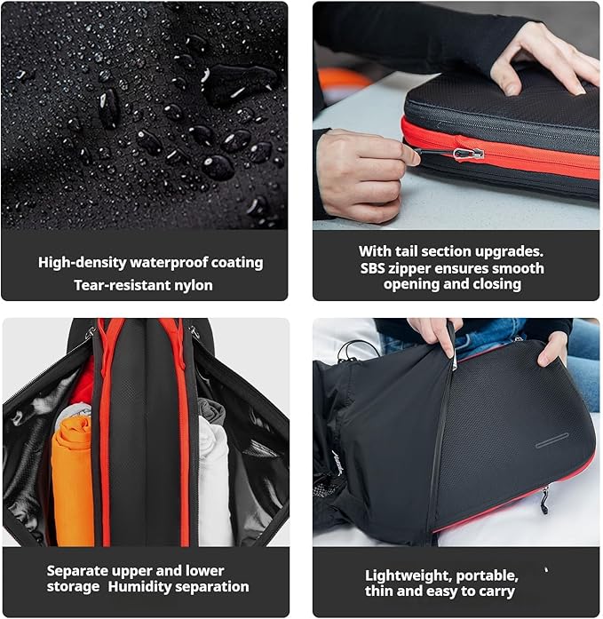 Bee Nesting BeeNesting Waterproof Compression Packing Cubes 5/6/8 sets, Large Travel Packing organizers for Carry on Luggage, 2 Sides Expandable Storage Bags (Black Gray, S+M+XL+Lite)